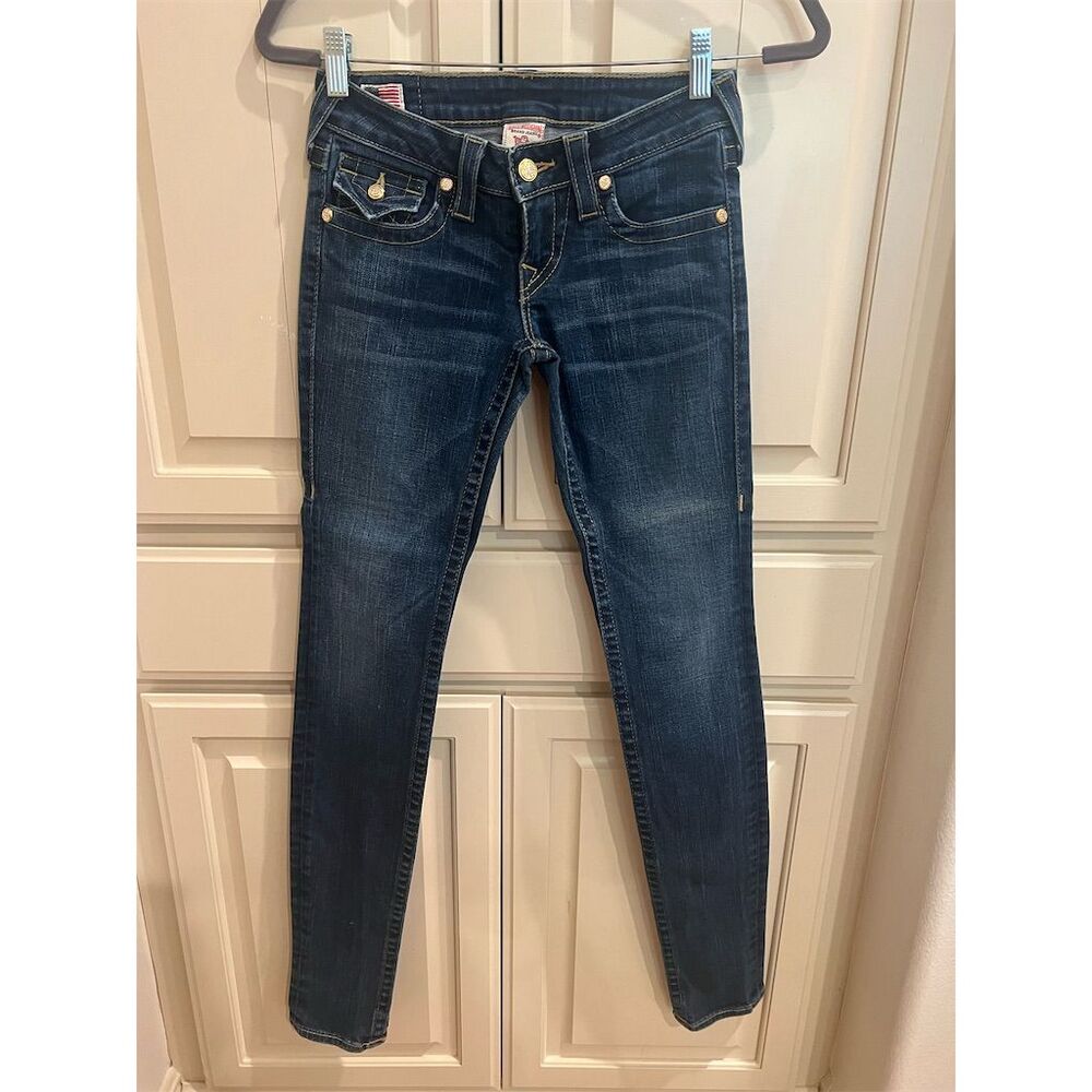True Religion Women's Skinny Jeans Size 26 Blue Medium Wash Stretch Denim